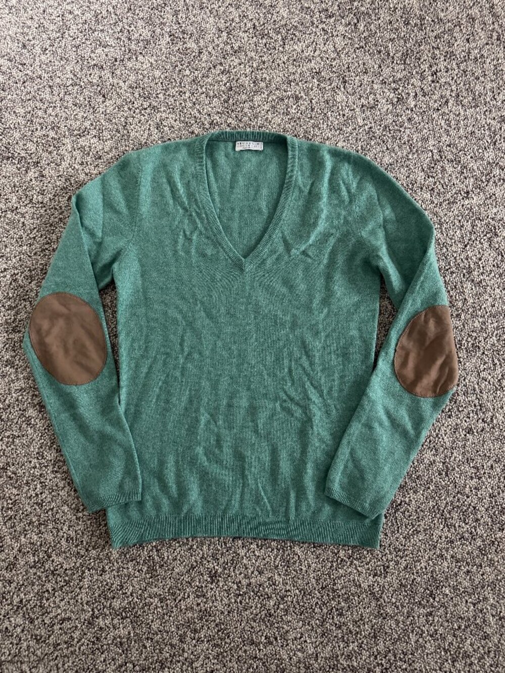 Brunello Cucinelli Lux 100% Cashmere Sweater Jumper Leather Elbow Patches Sz M
